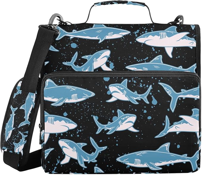 Personalized Hammerhead Shark 3 D-Ring Binder Bag Zipper Organizer | Multi-Pocket with Handle and Detachable Shoulder Strap Holds 500 Sheets for School Office Supplies