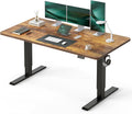 CubiCubi 63x28 Large Electric Standing Desk Height Adjustable, Rustic Brown | 28" Deep Desktop, Sit Stand up Home Office Desk, Computer Workstations, Advanced Motor, High-Strength Frame, 176 lbs Capacity