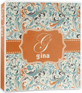 Personalized Orange & Blue Leafy Swirls 3-Ring Binder - 1 inch