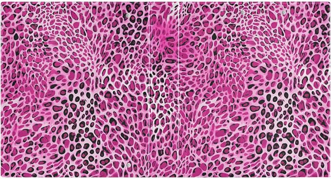 Hot Pink Leopard Print Animal Skin Binder 1.5 Inch Binder with Clipboard&Pockets, Hardcover Binders 3 Ring, Heavy Duty Large File Folder for Office School Supplies - Holds 200 Sheets