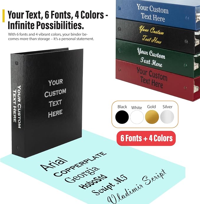 Personalized Custom Binder with Custom Tabs – 3-Ring Portfolio, 4/5/6 Cut Tab Options, Durable Organizer for Office, School, or Home