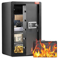 VEVOR Single Door 4.0 cu.ft Safe Box with Key Lock & Password, Safe Lock Box with Fireproof Bag, Key Rack, LED Light, 2 Shelves, and 1 Cabinet for Money, Documents, Jewelry, and Valuables, Black
