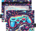 Bright Game Joystick Pencil Pouch for 3 Ring Binder, 2 Pack Waterproof Pencil Bags Clear Window Zipper School Office Supplies