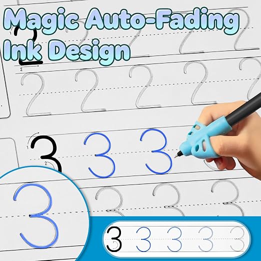 7 Magic Grooved Writing Books, Large Reusable 3D Grooved Writing Practice