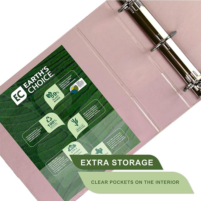 Samsill Plant-Based 3 Inch Durable D-Ring, View Binder, Eco-Friendly, USDA Certified Biobased, 4 Count, Pack of 1, Boho Assortment