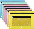 Kosiz 6 Pcs Pencil Pouch for 3 Ring Binder, 2 Layer Zipper Big Capacity Pencil Case with Mesh Window, Wear Resistant Oxford Fabric, Multicolored for Student Teacher (Macaron Color)