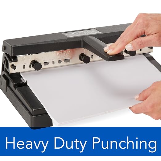 Swingline 3 Hole Punch Heavy Duty, 40 Sheet Capacity Three Hole Puncher 3 Ring, Adjustable 2-4 Hole Paper Punch, Black (74450)