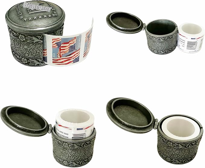 Roll Stamp Dispenser,Roll of 100 Stamps Dispenser,Stamp Roll Dispenser with a Small Storage Box,Perfect for Office & Home Desk Decoration (No Stamps Included)