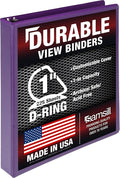 Samsill Durable 1 inch 3 Ring Binder, D Ring Binder, 100% Recycled Chipboard, Purple