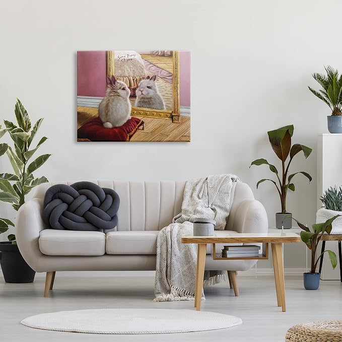 'Some Bunny Loves You Adorable Rabbit in Mirror'| Canvas Art | Stupell Industries | 40 x 30 Inches, Easy to Hang and Sturdy, Made in USA, by Lucia Heffernan