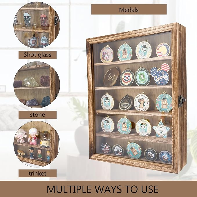 11x14 Shadow Box Frame with Removable Shelves,Collectible Display Shelves Case,Military Challenge Coin Display Case,Wood Shadow Boxes Display Cases for Keepsake,Pictures