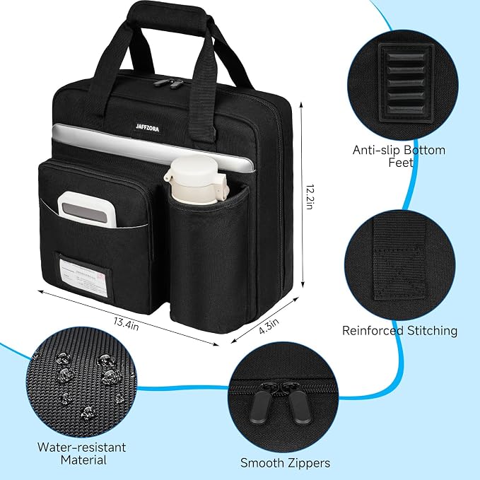 3 Ring Zipper Binder Bag, 3 Inch D-Ring 700 Sheet Capacity, Portable File Organizer with Removable Shoulder Strap & Multiple Pockets for School Office Travel Summer Study Back to School,Black
