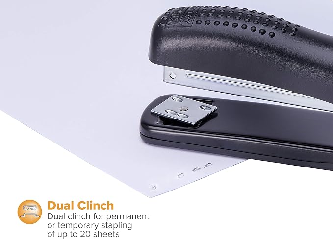 Bostitch Office Ergonomic 20 Sheet Desktop Stapler, Black, 2-Pack