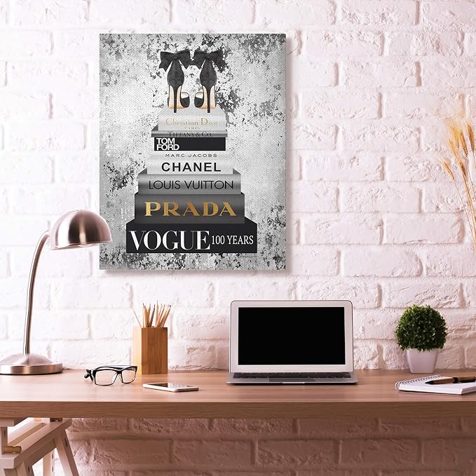 Stupell Industries Fashion Bookstack Glam, 36 x 48 Inch Canvas Wall Art | Stupell Industries · By Amanda Greenwood · Ready to hang · Chic gift for fashion lovers · Made in USA