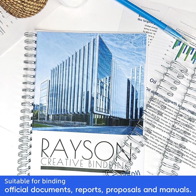 RAYSON 2:1 Wire Binding Spines, 21 Loop, 3/4", Silver, 185 Sheet, 50 Pack | 2:1 Pitch Binding Wire | Double Loop Wire | 185 Sheet Binding | Letter Size | Silver 50 Pack