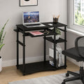 Furinno Abbott 31.5 Inch Desk with Keyboard Tray, Black Espresso | Easy Assembly, Storage Shelf, Computer Desk, Gaming Desk, Writing Desk for Dorm, Bedroom, Study Room