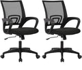 BestOffice Ergonomic Office Chair | Mid-Back Swivel Desk Chair | Black | with Lumbar Support, Adjustable Height & Breathable Backrest | Sponge Seat & Rolling Wheels | for Home, Office | Pack of 2