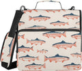 Fisyme Sea Vintge Salmon Fish Zipper Binder 3 Ring with Zipper and Shoulder Strap Large Capacity Multi-Pocket Binder Organizer