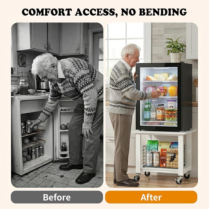 SunnyPoint 2-Tier Mobile Stand with Lockable Wheels — Printer Cart, Mini Fridge Stand, Portable Electronic Device & Projector Holder | Under Desk Storage Shelf for Home & Office, 18.9" x 15.75"