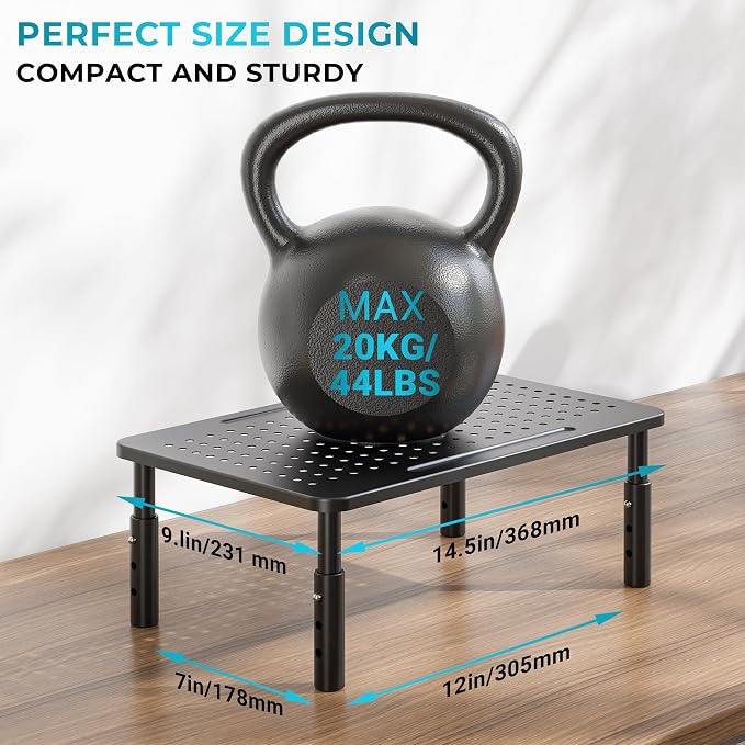 BONTEC Monitor Stand for Desk 2 Pack, Ergonomic Metal Monitor Riser | 3-Level Height Adjustable, 14.5 x 9.1 in Computer Stand with Pen Holder & Cable Management for Laptop and Office Workstation