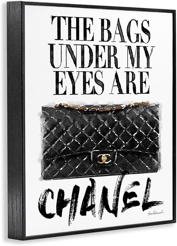 Stupell Industries Glam Bags Under My Eyes Black Bag Oversized Framed Giclee Texturized Art, Proudly Made in USA | Stupell Industries · By Amanda Greenwood · Ready to hang · Fun gift for fashion lovers · Made in USA