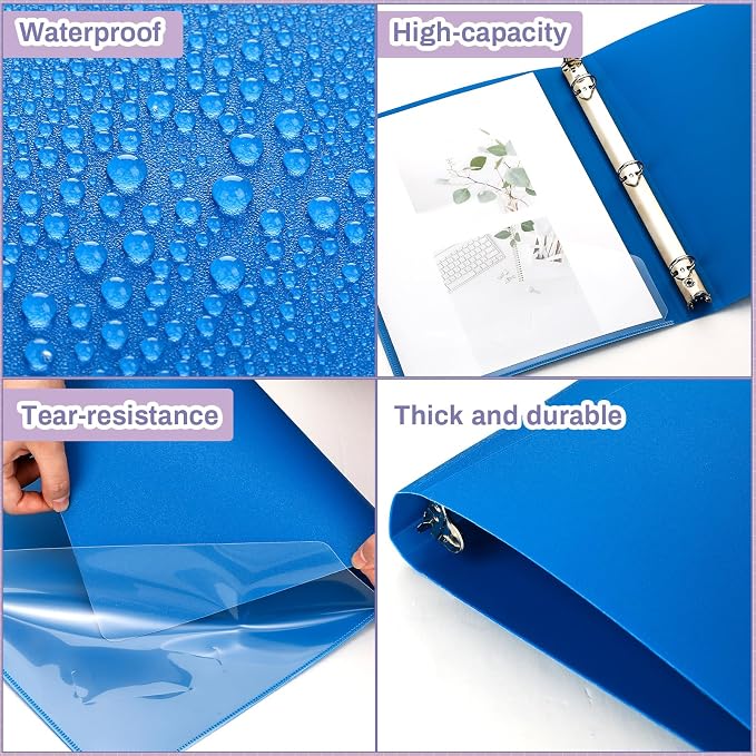 CHENGU 12 Pack Plastic 3 Ring Binders 0.79 Inch with Pocket | Flexible Soft Binder, Assorted Colors, Holds 200 Sheets, Round Ring, School Office Meeting Supplies