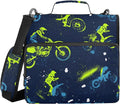 Fisyme Vintage Motocross Dirt Bike Zipper Binder 3 Ring with Zipper and Shoulder Strap Large Capacity Multi-Pocket Binder Organizer