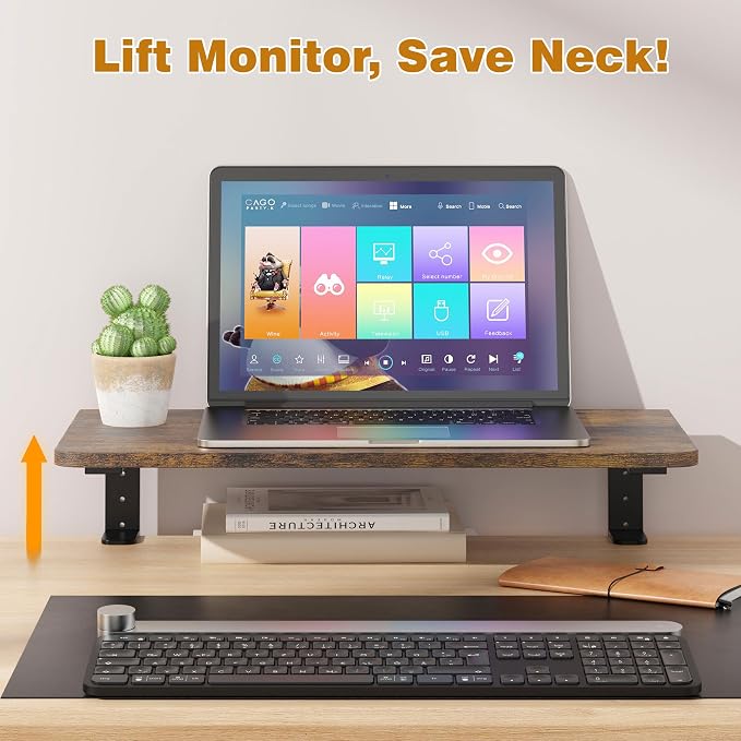 Desk Extender, 22-inch Clamp-On Desk Shelf, Height-Adjustable Desktop Shelf Organizer for Monitors Office and Gaming Accessories, Arm Support Table Extension, 44lbs Heavy Duty, Dark Brown