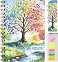 HARDCOVER Academic Year 2026-2027 Planner: 14 Months (May 2026 Through June 2027) 5.5"x 8" Daily Weekly Monthly Planner Yearly Agenda. Bookmark, Pocket Folder and Sticky Note Set (Tree Seasons)