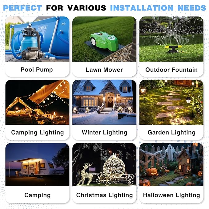 Flemoon [3 Pack] Outdoor Extension Cord Safety Cover with Waterproof Seal, Weatherproof Electrical Connection Box for Outdoor Outlet, Plug, Socket, Halloween, Christmas Holiday Decoration Light, White