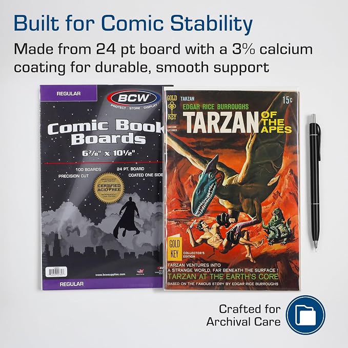 BCW Regular Backing Boards | 200 Count Each | Acid-Free Storage Solution for Comic Collectors | Protection and Display for Comic Books