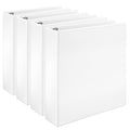 Amazon Basics 3 Ring Binders, 2 Inch, D-Ring Organizer for School, Home Office, White, 4 Pack