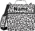 Custom Black and White Leopard Print 3 Ring Binder Bag 1.5 inch Personalized Name Binder Organizer 500 Sheet Documents Storage for School Office