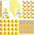 Inspirational Gift 50 Yellow Motivational Duck Pencils Cute Pencils 25 Duck Pencil Sharpener 25 Yellow Eraser 25 Welcome Cards Gift for Kids