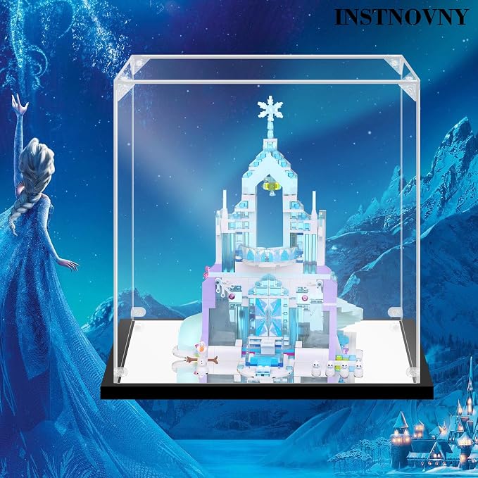 Acrylic Display Case for Collectibles Assemble Acrylic Display Box for Lego 43172 Castle Building Toys Clear Acrylic Case for Display Trophy Figures Dolls(Black,13.8*9.8*13.8 inch)