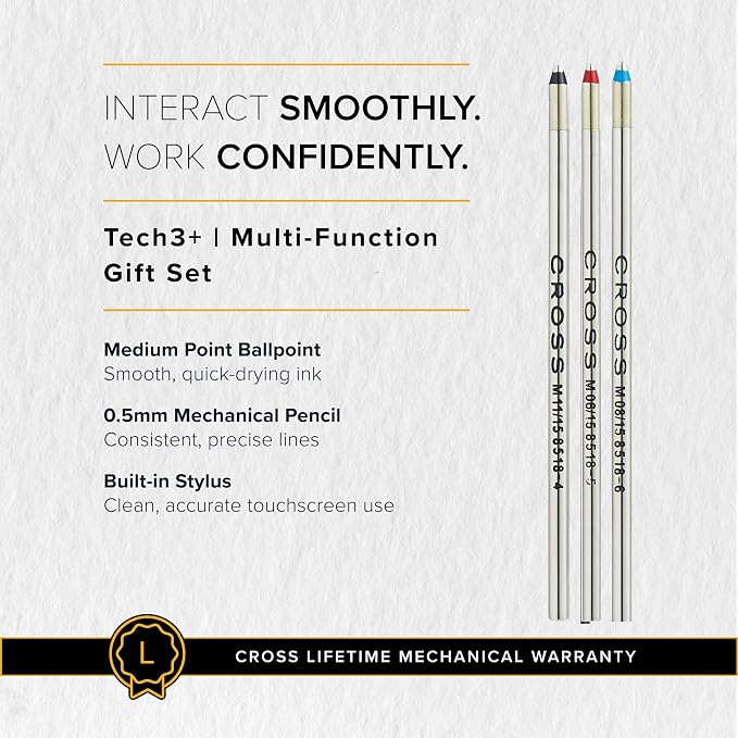 Cross Tech3+ Brushed Black PVD Multifunction Pen, Black Ink, Corporate Gift