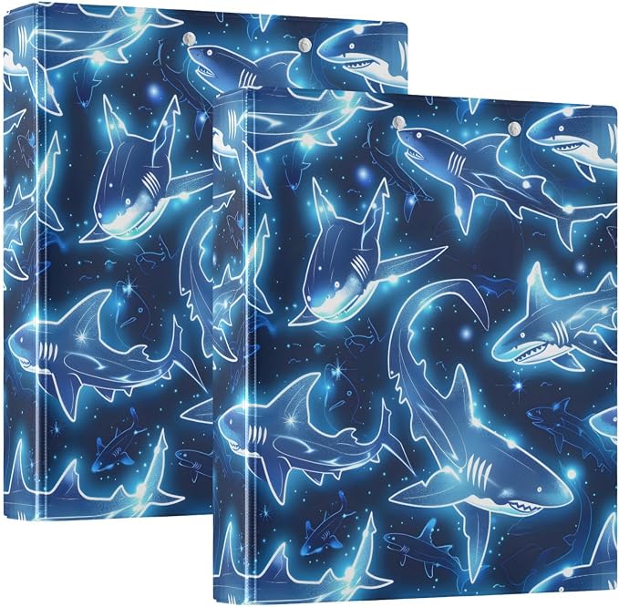 3 Ring Binder, Sharks Neon Big Graffiti File Folder Holds 200 Sheets File Storage for Women Men School Office Supplie