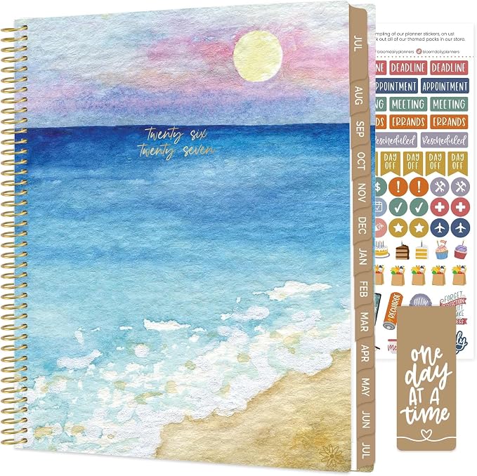 bloom daily planners 2026-2027 Planner (8.5” x 11") 13 Month Academic Year Organizer (July 2026 - July 2027) - Weekly & Monthly Agenda Book with Stickers & Tabs - Coastal Calm