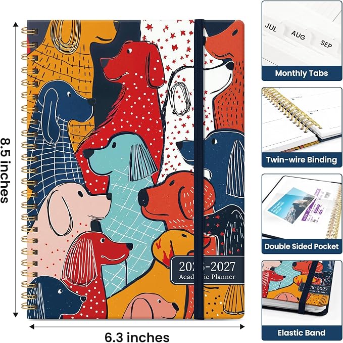 Academic Planner 2026-2027, Jul 2026-Jun 2027 Monthly & Weekly Planner