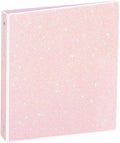 NatureTouch Glitter 1 Inch Binder Organizer (10.5'' x 11.5'') - Waterproof Durable View Binder, Holds 8.5'' x 11'' Letter Size 300 Pages, Pale Pink