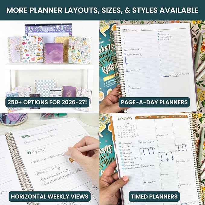 bloom daily planners 2026-2027 Hardcover Academic Year Goal & Vision Planner (July 2026 - July 2027) - 13 Months Weekly & Monthly Agenda Organizer - 7.5" x 9" - Spread Kindness Like Wildflowers