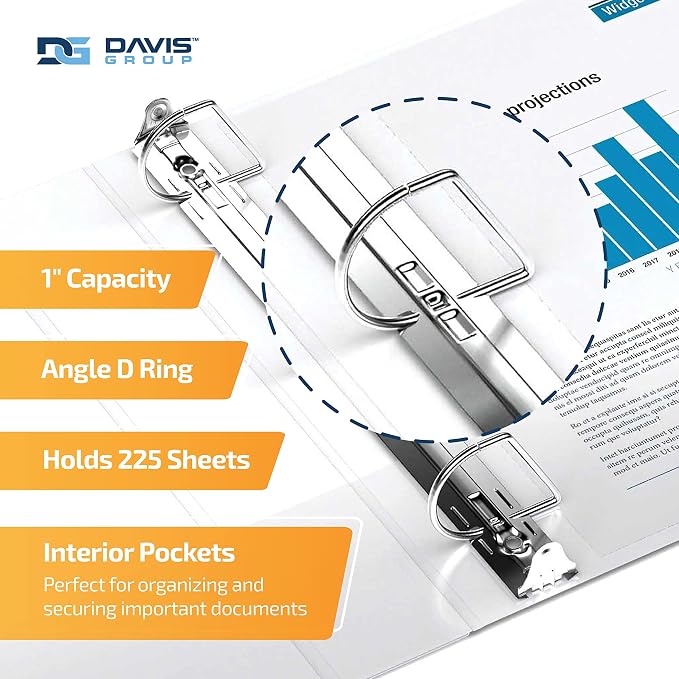 QuickFit View Binder, 3-Ring Binder for School or Office, D Ring, White, 6 Pack, 1 Inch | Heavy-duty binder, fits 8.5" x 11" paper, white, customizable cover, made in Canada, ideal for school or office use