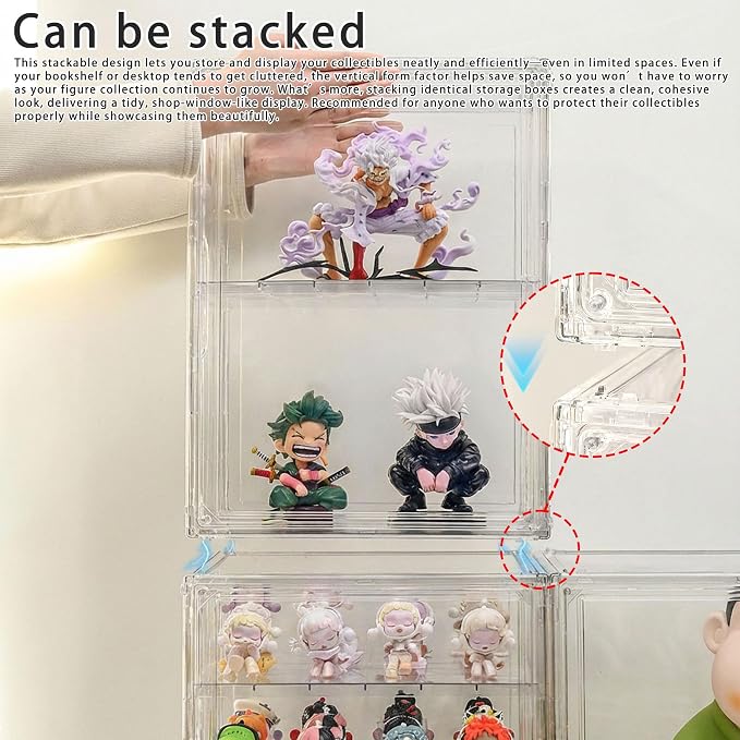 Clear Acrylic Display Case for Figures, 4 Layer Adjustable Acrylic Boxes for Display, Stackable Display Boxes for Collectibles, Action Figure Display Case for Shoe, Bread, Cosmetic, Handbag, 1 Pack