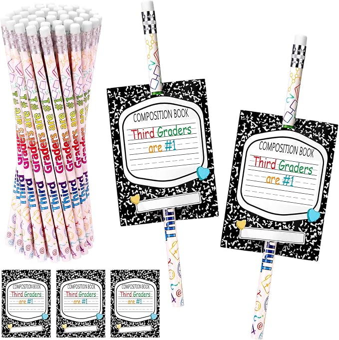 Tenceur 24 Set Back to School 3rd Graders Pencils & Cards Gifts Bulk