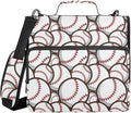 Ball Baseball White Print Zipper Binder Bag 3 Ring with Shoulder Strap & Handle Multi Pocket Binder Organizer Bag Large Capacity for School Office Supplies