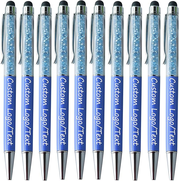 Yucold Customized Pens with Name/Logo - Touch Screen Stylus Ballpoint Pen, Perfect for Weddings, Business & Personalized Gifts (Lake blue,20)