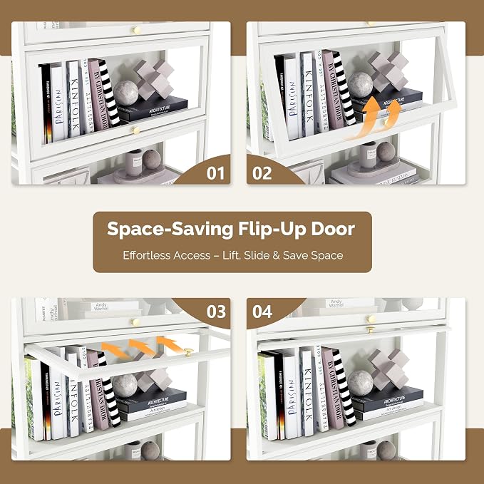 Display Cabinet with Acrylic Glass Doors,3-Tiers Curio Cabinet with LED Lighting for Collectibles, Collectibles Toy Organizers Rack & Display Shelf Display Case Storage Cabinet, White
