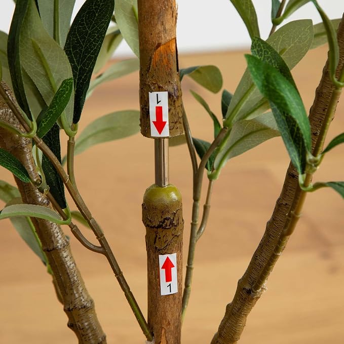 Nearly Natural 3 ft Artificial Olive Tree with Natural Trunk for Decor | Lifelike Fruits and Branches, Maintenance-Free, Nursery Planter Included, Mediterranean Style for Home and Office Decor