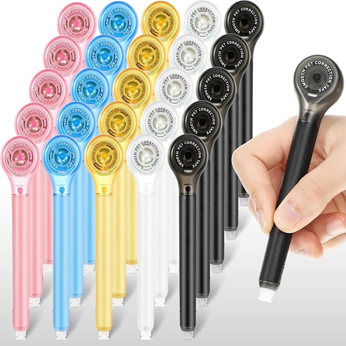 Gersoniel 25 Pack Correction Tape Pen for School Office,Bright Colors