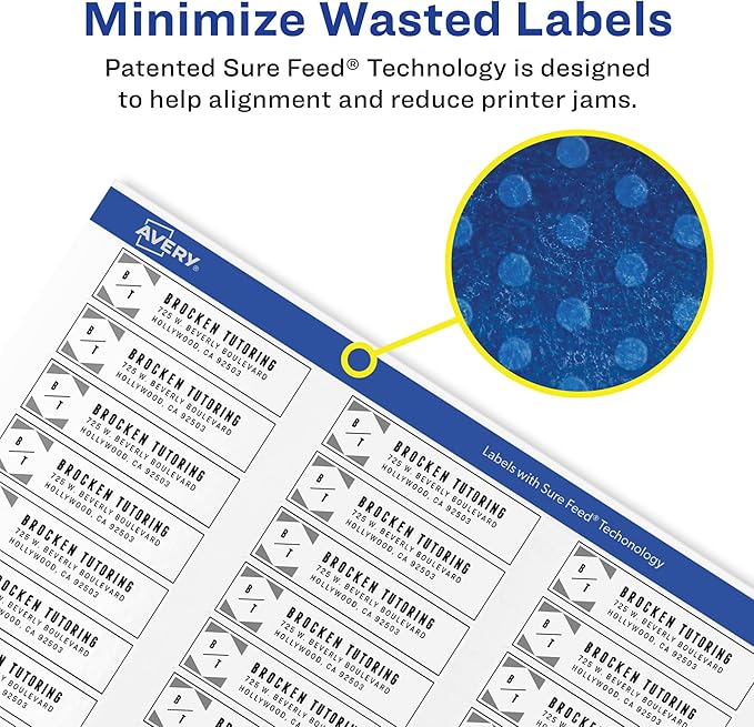 Avery Mailing Address Labels,Laser Printers, 2,000 Labels,1/2x1-3/4,Permanent Adhesive,Easy Peel,5 Packs(5267)